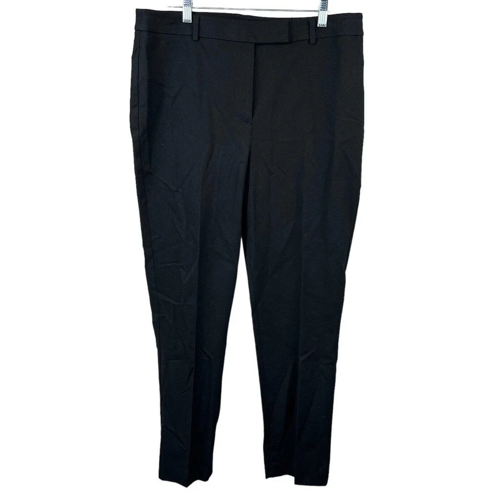 Talbots Black High Waist Straight Pants Size 12 Flat Front Chinos